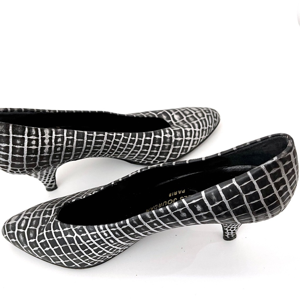 Black Silver Pattern Charles Jourdan Paris Pumps